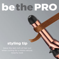 Conair Infinitipro rose gold curling iron cool tip and auto-off safety features.