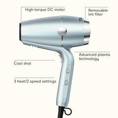 Conair InfinitiPRO SmoothWrap mint back view emphasizes balanced weight for comfortable styling sessions.