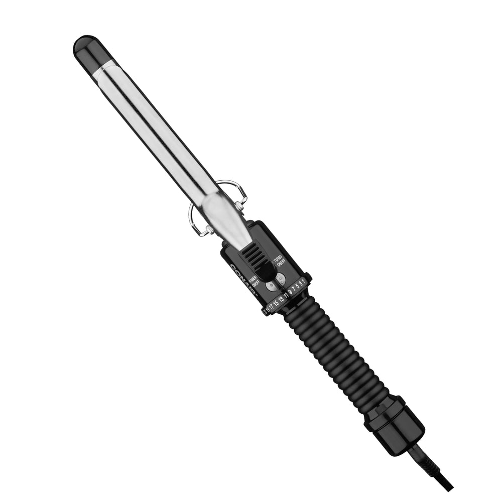 Conair Instant Heat curling iron with 3/4-inch barrel creates tight, long-lasting curls.