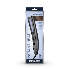 Conair Instant Heat Ceramic Flat Iron ergonomic contoured handle supports precise styling.
