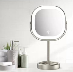Conair rotating LED mirror offers 360-degree rotation for flexible viewing during routines.