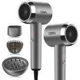 CONFU diffuser hair dryer plasma-ionic-technology helps tame frizz for smooth, shiny results.