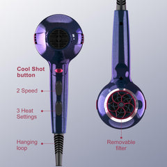 CONFU Hair Dryer Pro comb-nozzle aids detangling and smooth straightening during styling.