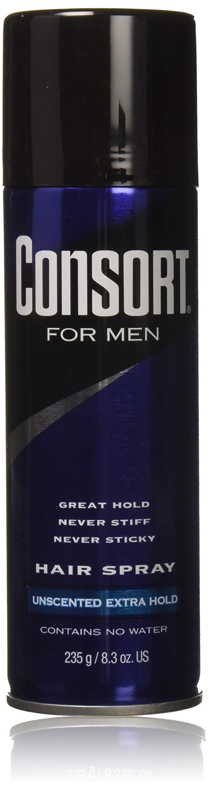 Consort for Men hair spray unscented 8oz bottles deliver natural hold for all-day style.