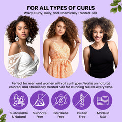 Controlled Chaos curl cream in hands for even application and detangling.
