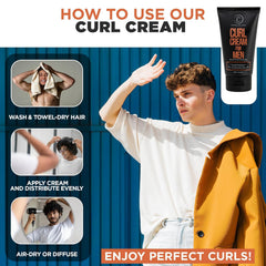 Controlled Chaos Curl Cream for Men-curly-definition captures bouncy, frizz-free curls all day.