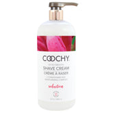 Coochy Shave Cream bottle front showing rash-free hydration for intimate areas.