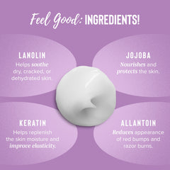 Coochy Shave Cream foamy lather demonstrates smooth glide and rash-free results