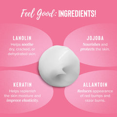 Underarms area shown with creamy Coochy shaving cream for comfort.
