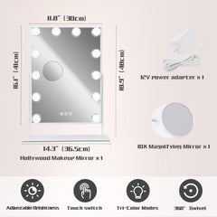 COOLJEEN vanity mirror showing 10x magnification for detailed work