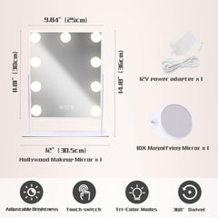 COOLJEEN vanity mirror with lights closeup of 9 dimmable LED bulbs.