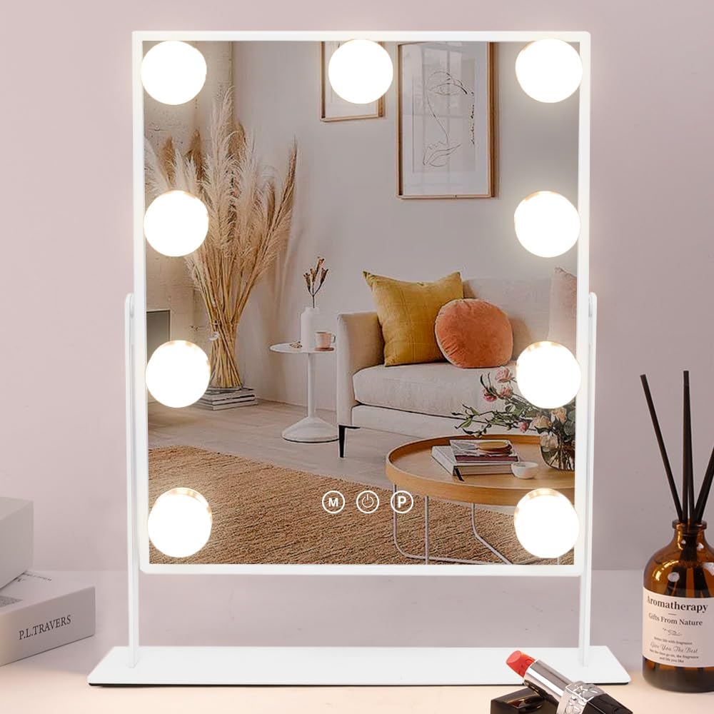 COOLJEEN vanity mirror with lights front view for quick makeup application and even lighting.