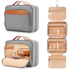 COOSKY travel hanging toiletry bag front view keeps makeup organized for easy access.