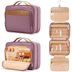 COOSKY Travel Hanging Toiletry Bag with jewelry-compartment keeps accessories organized on trips.