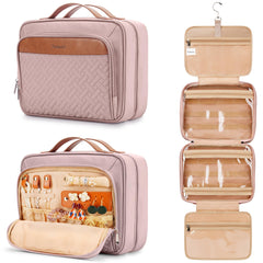 COOSKY travel hanging toiletry bag open front for quick access.