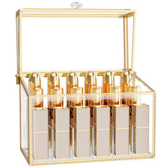 CoralHouse lipstick organizer with tempered glass offers easy viewing and dust protection.