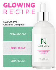 Coreana AMPLE:N Ceramide Shot Ampoule texture swirl showing lightweight, non-greasy hydration.