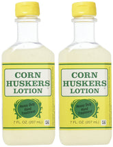 Corn Huskers oil-free hand lotion packaging with two 7 oz bottles for convenient value.
