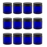 Cornucopia Brands 4oz cobalt blue glass jar, front view, UV protection for preserved ingredients.