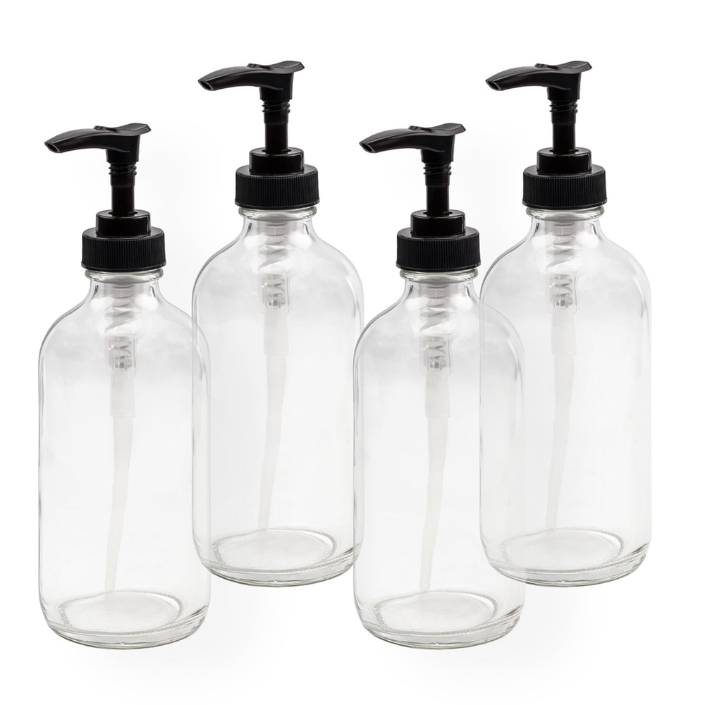 Cornucopia Brands 8oz clear glass pump bottle for versatile liquids and blends