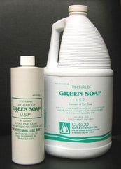 Cosco green soap with stencil application scene highlighting clean, precise results.