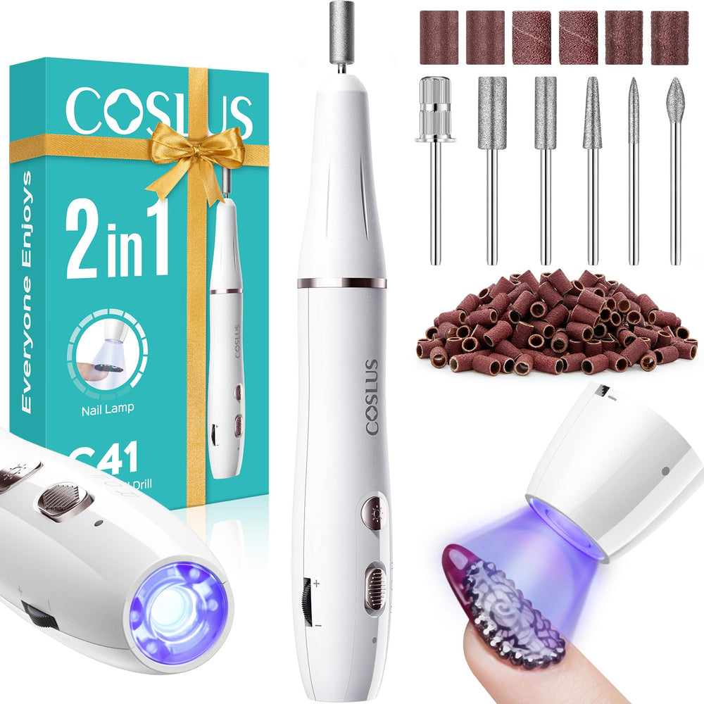 COSLUS cordless nail drill in action for smooth shaping and polishing at home