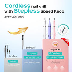 COSLUS cordless nail drill with ergonomic handle for comfortable at-home use.
