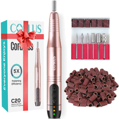 COSLUS cordless nail drill front view demonstrates portable design for on-the-go manicures.