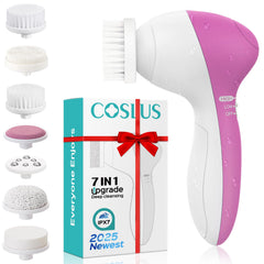 COSLUS FBS-D seven-in-one brush heads for versatile cleansing and exfoliation, customizable skincare routines.