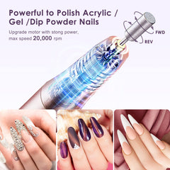 COSLUS sanding bands with drill illustrate smooth prep for gel or acrylic nails.