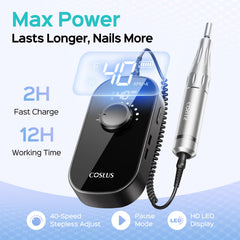 COSLUS nail drill back-clip enables hands-free work during sessions