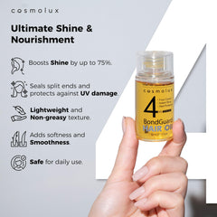 Cosmolux BondGuard damaged-hair-bond-repair close-up emphasizes repairing strands and strengthening bonds