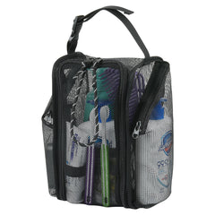 Cosmos Mesh Shower Caddy full setup keeps toiletries organized for travel, gym, or campground.