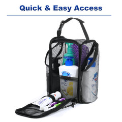 Cosmos Mesh Shower Caddy side pockets provide easy access to toothbrushes and razors.