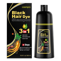 Cosmpro Black Hair Dye Shampoo bottle for easy at-home color