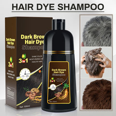 Cosmpro Dark Brown Dye Shampoo foam illustrates gentle lather for quick color results.