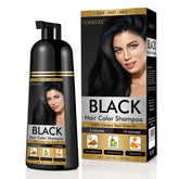 COSMTEK Black Dye Shampoo bottle pour shows easy, ammonia-free color refresh for all hair colors.