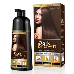COSMTEK Dark Brown Hair Dye Shampoo bottle highlights ammonia-free formula for safe color