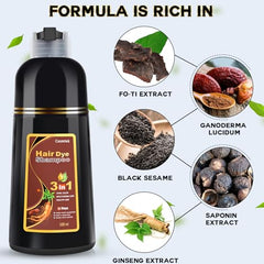 COSMTEK Dark Brown Hair Dye Shampoo applied during a 15-20 minute color-coverage ritual
