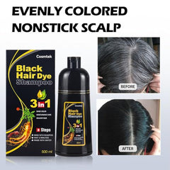 COSMTEK Black Hair Dye Shampoo gloves illustrate easy, mess-free application.