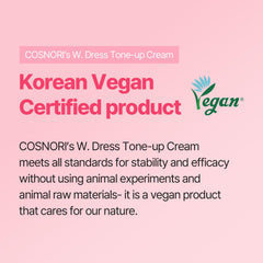 COSNORI W. Dress Tone-up Cream applied to hand for smooth blending