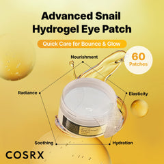 COSRX Advanced Snail Hydrogel Eye Patch pack back explains ingredients and usage