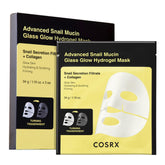 CosRX Advanced Snail Mucin Glass Glow Hydrogel Mask packaging ready for travel glow.