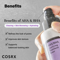 COSRX AHA/BHA Treatment Toner applied with cotton pad for a toner mask