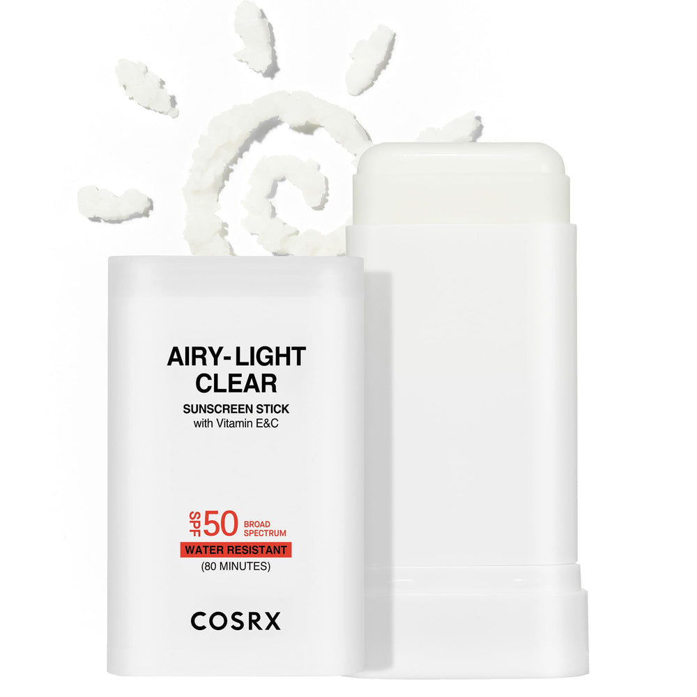 COSRX Airy-Light sunscreen stick packaging for on-the-go UV protection.