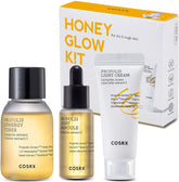 COSRX Honey Glow Kit packaging showcasing a travel-friendly gift set for glowing skin.
