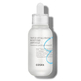 COSRX Hydrium triple hyaluronic ampoule bottle provides deep hydration for dewy skin