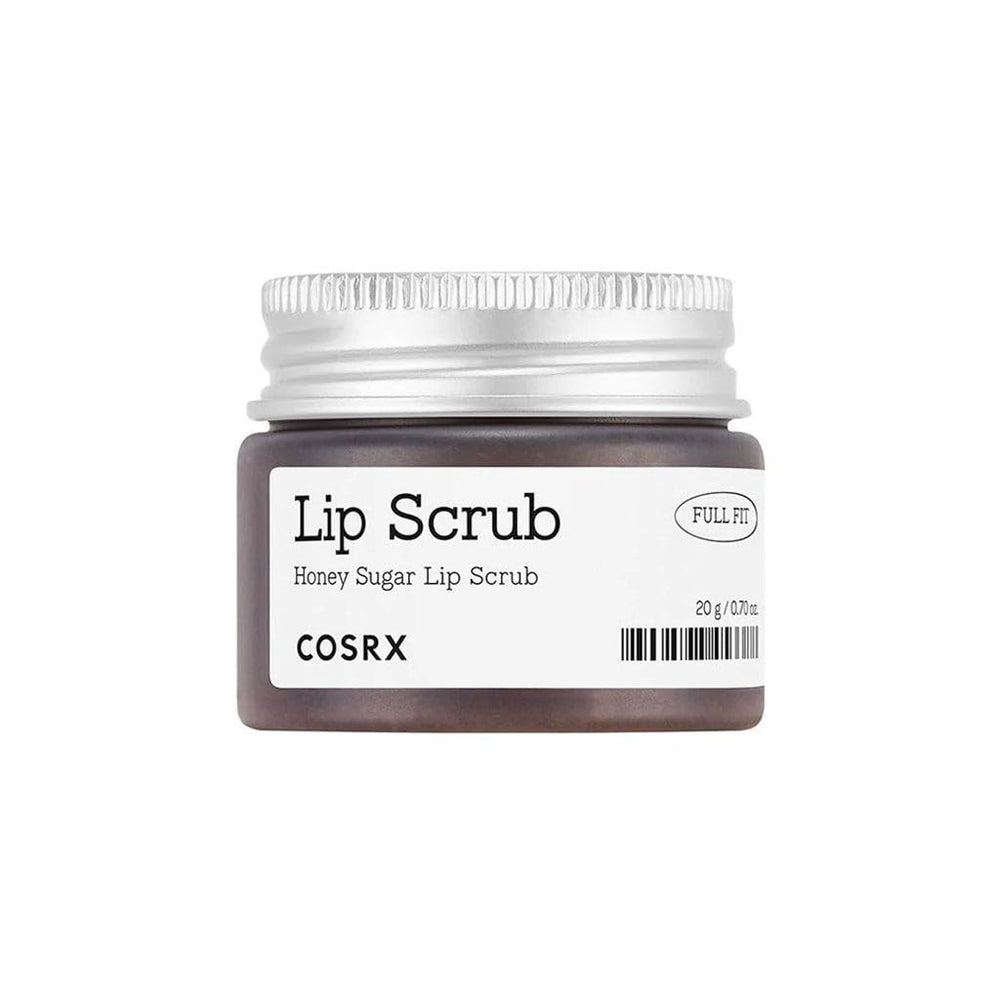 COSRX lip scrub jar close-up reveals smoothing texture for delicate lips.