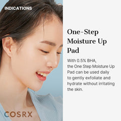 COSRX Moisture Up Pads embossed side for gentle exfoliation.