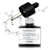 COSRX Retinol 0.5 Oil bottle and dropper for radiant night-time skincare